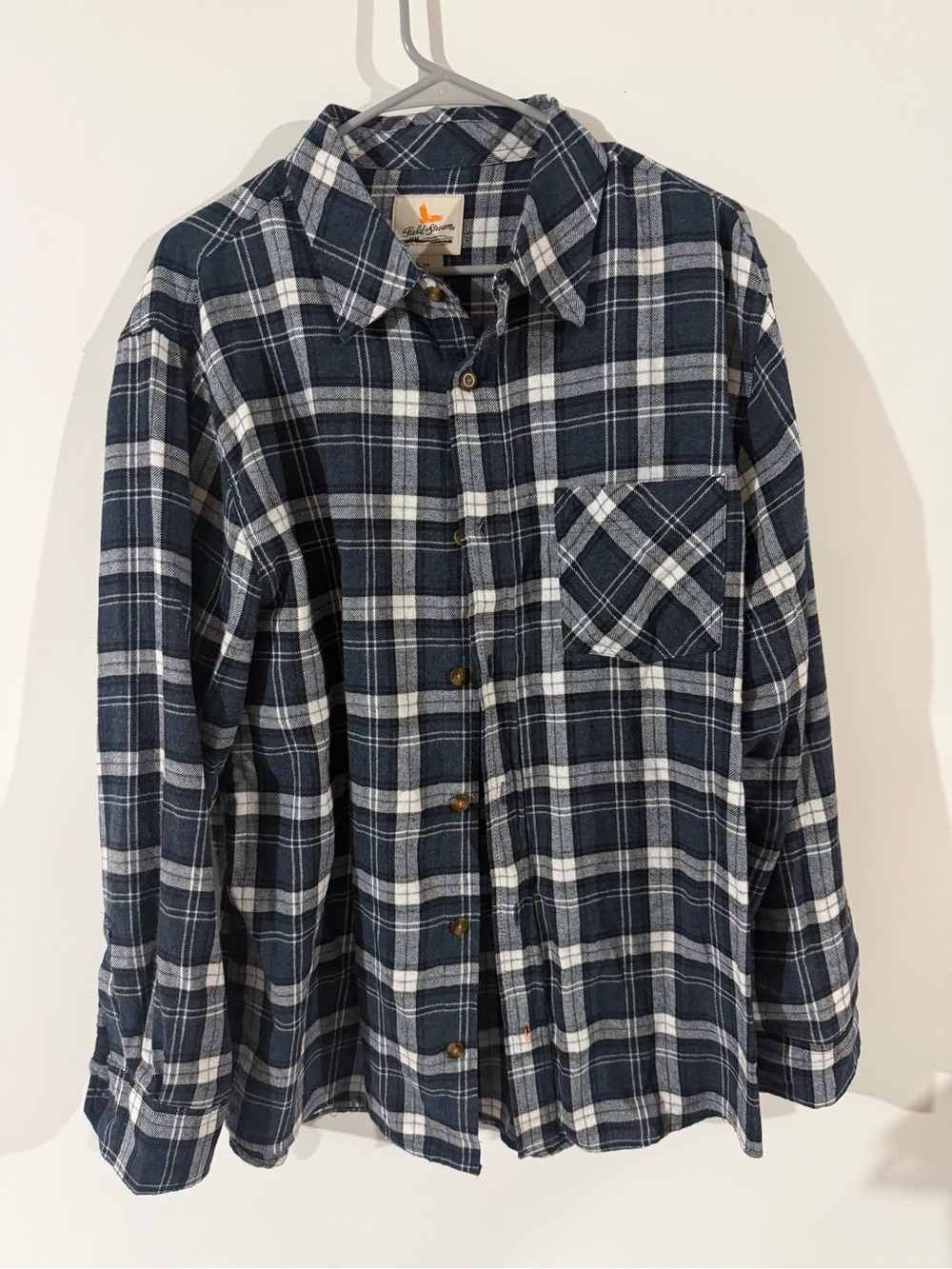Field & Stream Navy and White Plaid Button-Down Shirt